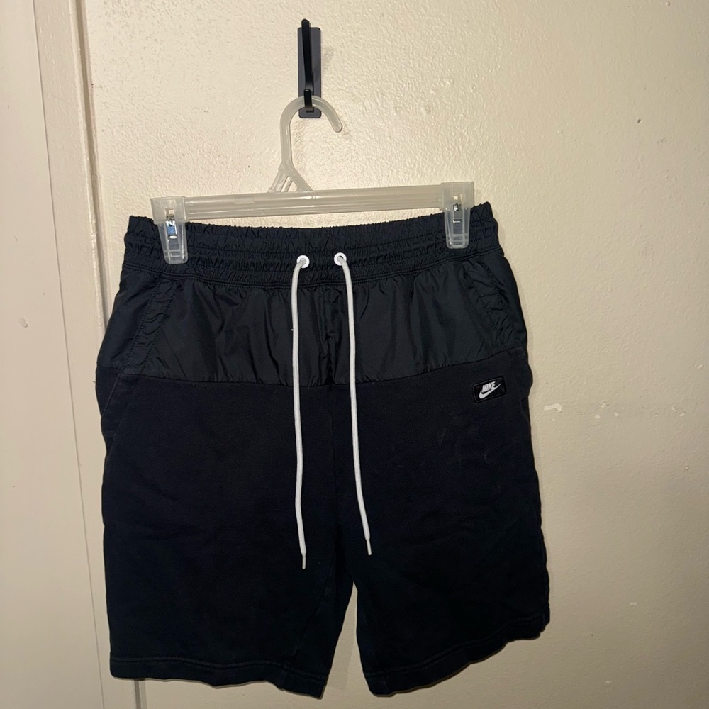 Nike Black and Grey Casual Shorts with White Drawstring